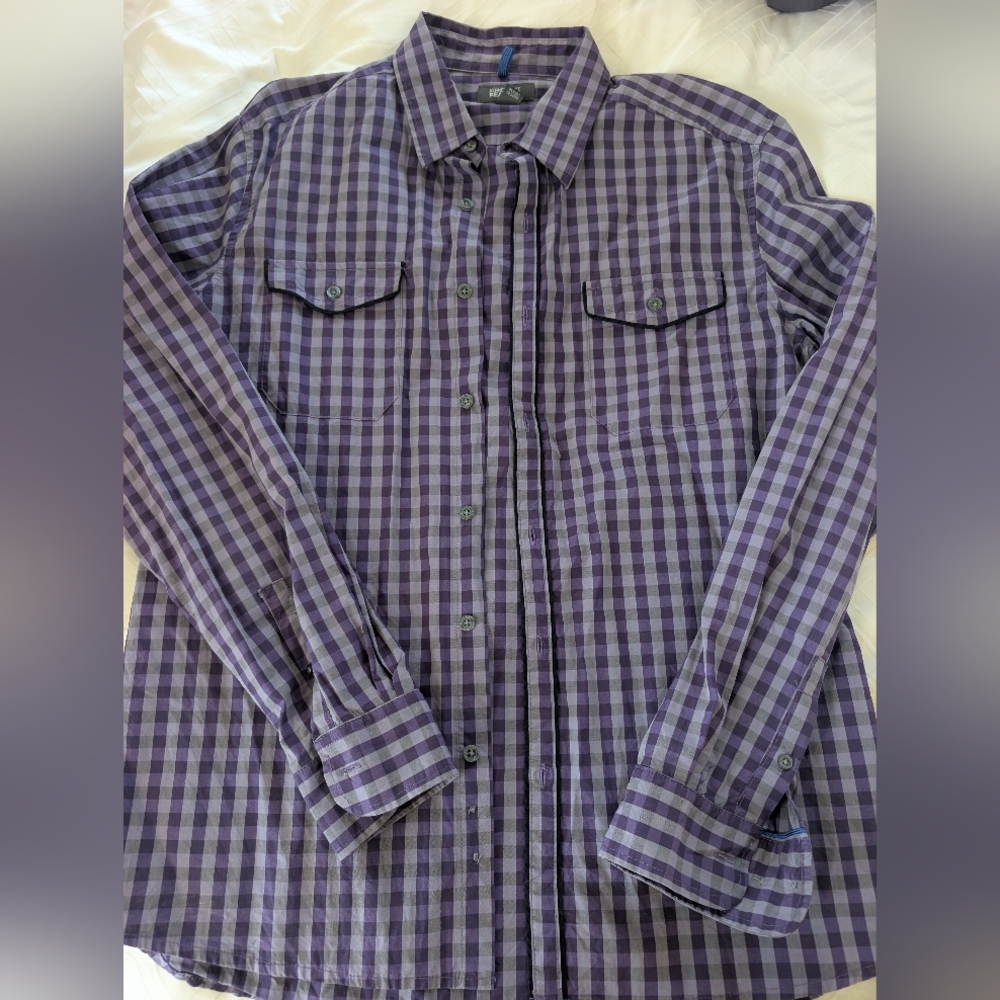 Kenneth Cole Purple Checkered Button Down